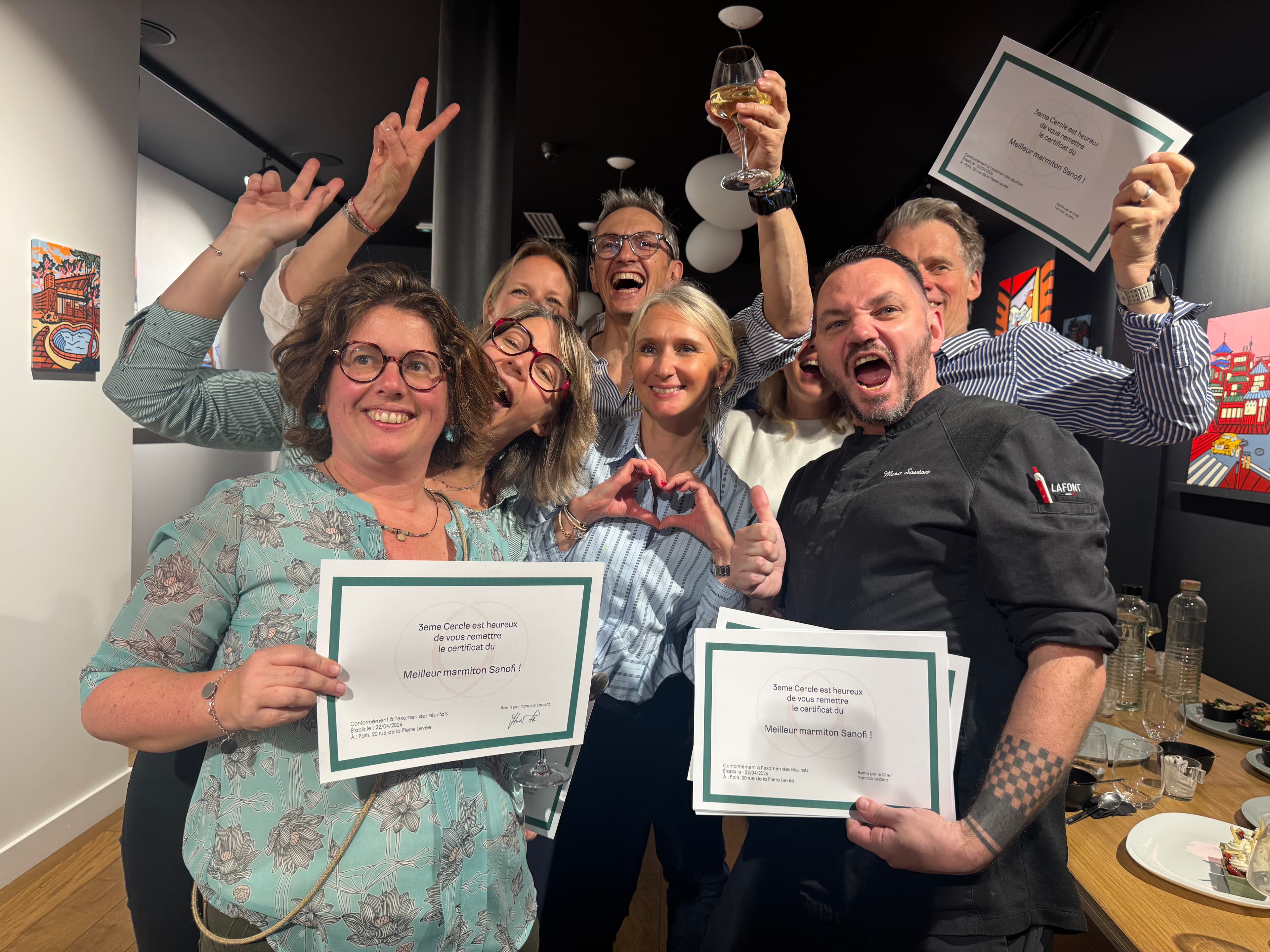 Remise des trophées après le challenge culinaire en équipe au 3ème Cercle, Paris 11